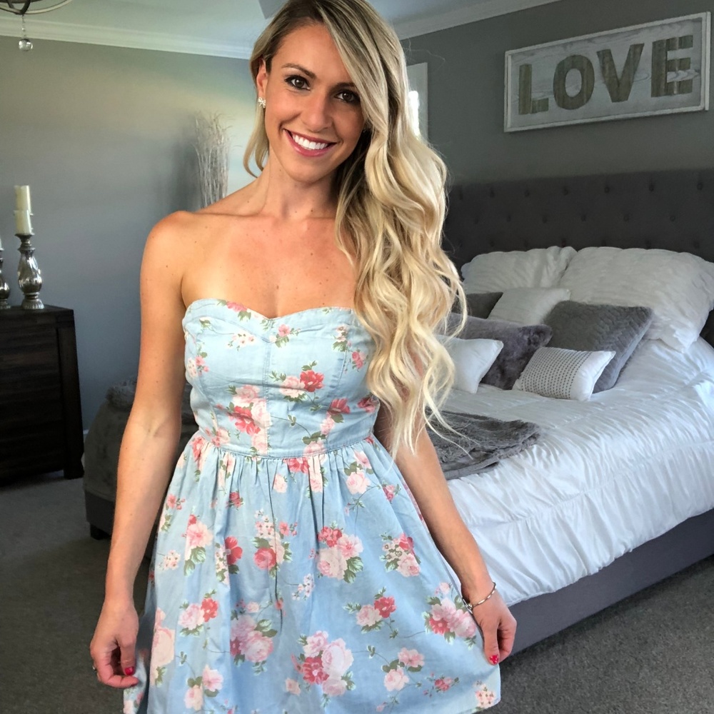 Floral Sweetheart Top Strapless Summer Dress